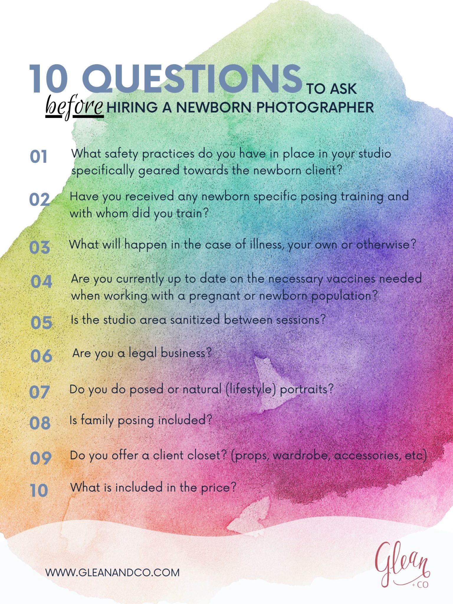 The 10 Questions Newborn Photographers Want You to Ask Glean and Co
