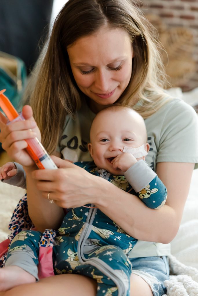 Photos of mom tube-feeding baby boy