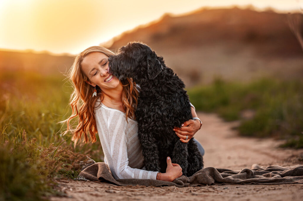 Family portrait with beloved dog Mayla, highlighting the importance of including pets in family photos