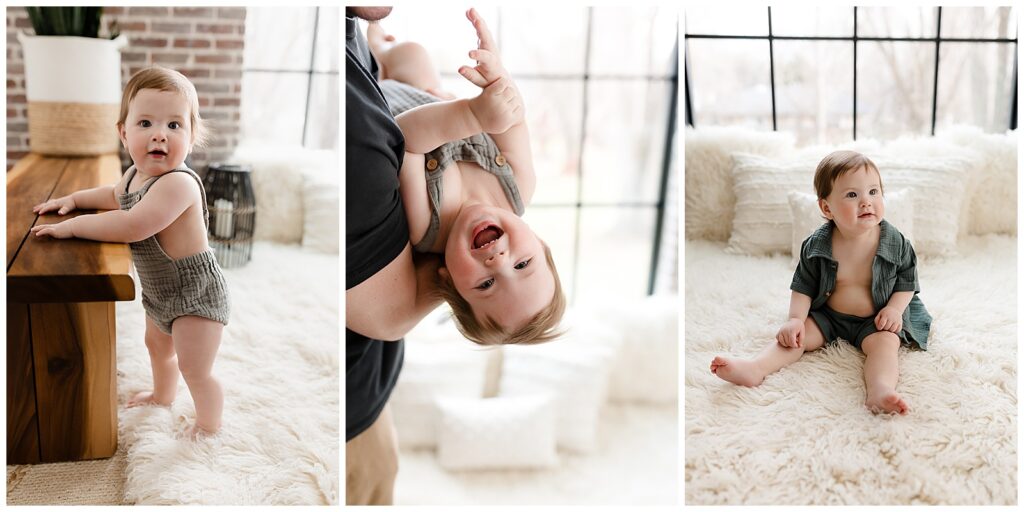 a baby boy in Glean & Co's cozy lifestyle photo studio for the annual chunky baby contest
