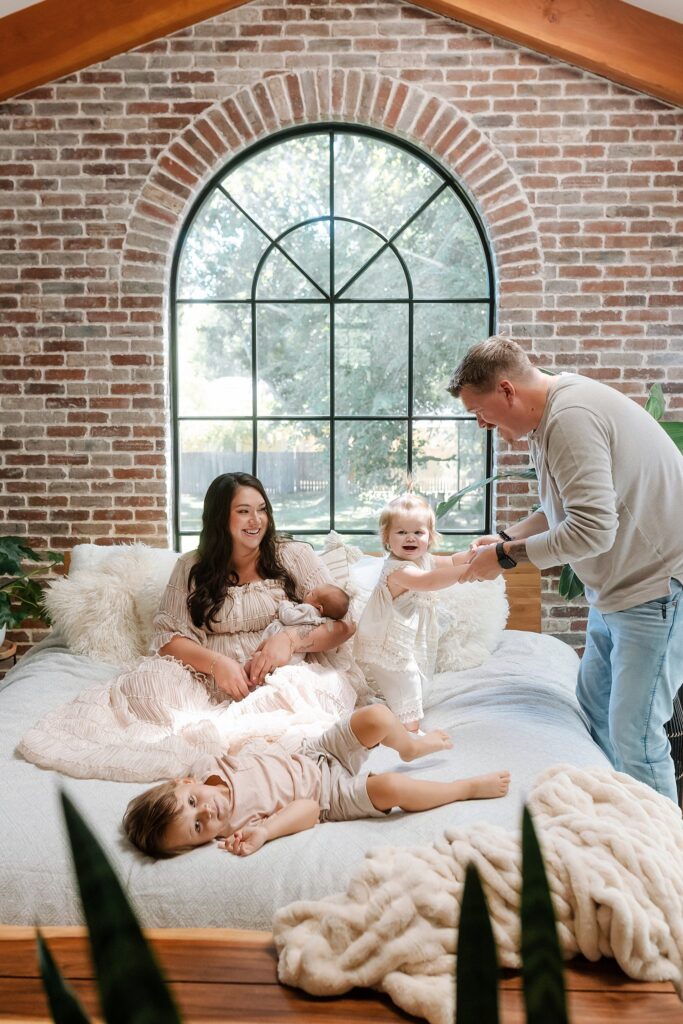 Idaho newborn photography showing family bonding after learning how to prepare child for new baby