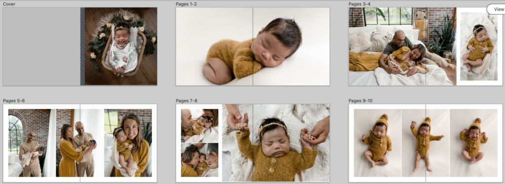 heirloom baby photo albums at glean and co are designed digitally first with layouts like this so you can see exactly how your album will look before it's ever printed